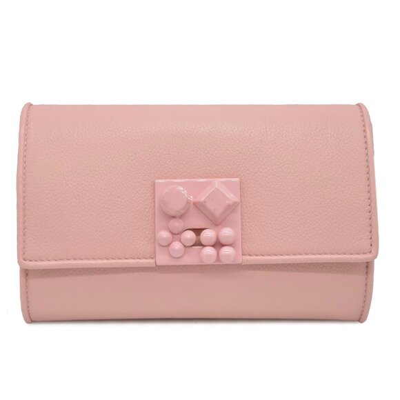 NEW Christian Louboutin Carasky Empire Leather Clutch Pink - Picture 1 of 10